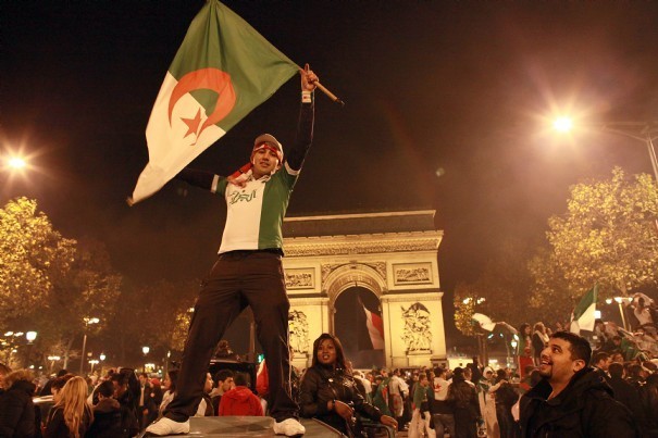 Celebrating Algeria's World Cup qualifying victory over Burkina Faso, November 19 2013